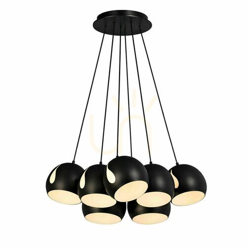 Jelölje be Függőlámpa s.luce Ball, 7 lámpás, fekete fém, E27, 7×Ø20 cm