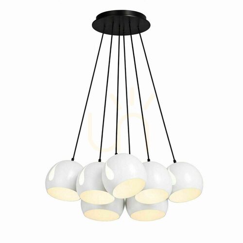 Jelölje be Függőlámpa s.luce Ball, 7 gömbbúrával, fehér fém, 7×E27, búra Ø20 cm