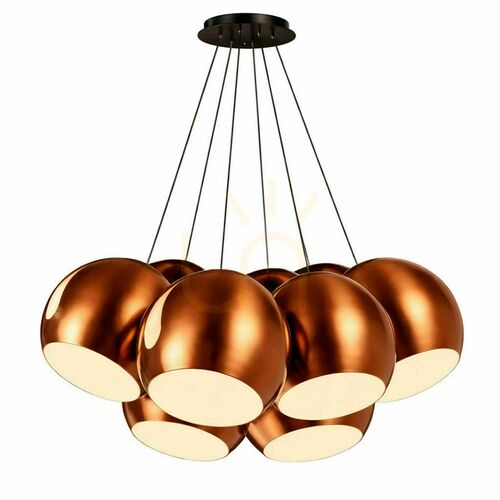Jelölje be Függőlámpa s.luce Ball, 7 fényforrásos, rézszínű fém, 7×E27, Ø30 cm