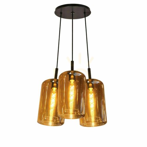 Jelölje be Függőlámpa s.luce Cruet Cluster, 3 izzós, borostyán üveg, 3×E27, Ø17 cm