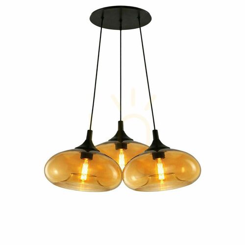 Jelölje be Függőlámpa s.luce Cruet Cluster, 3 izzós, borostyánszínű üveg, 3×E27, 3×Ø28 cm
