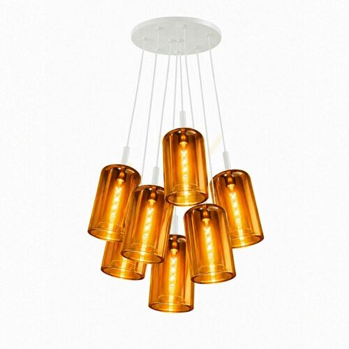 Jelölje be Függőlámpa s.luce Cruet, 7 fényforrásos, borostyánszínű üveg, E27, 51 cm