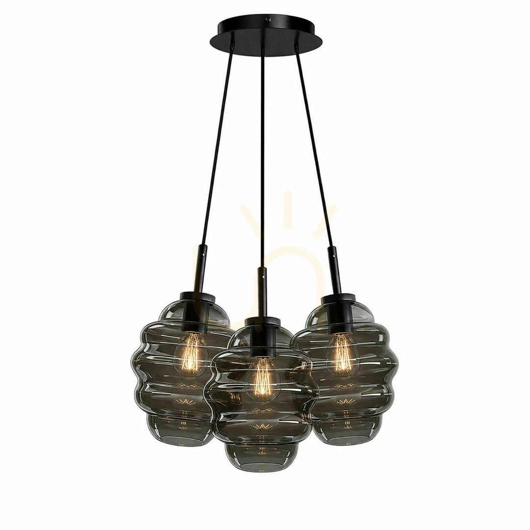 Előnézet Függőlámpa s.luce Echos Cluster, 3 izzós, színes üveg, 3×18 cm, E27 Függőlámpa s.luce Echos Cluster, 3 izzós, színes üveg, 3×18 cm, E27