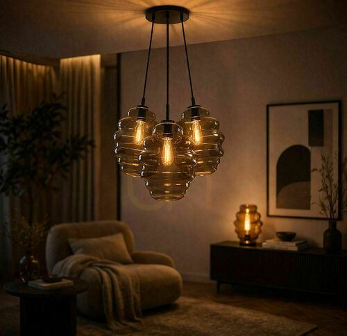 Jelölje be Üveg függőlámpa s.luce Echos Cluster, 3 fényforrásos, E27, 3×25 cm, sokszínű
