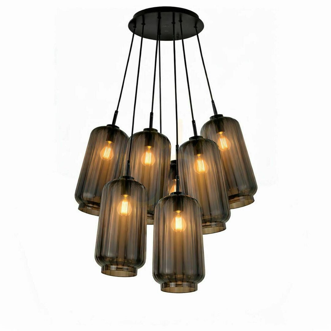 Jelölje be Függőlámpa s.luce Velo Cluster, 7 fényforrásos, füstszínű üveg, E27, 7 × Ø18 cm Függőlámpa s.luce Velo Cluster, 7 fényforrásos, füstszínű üveg, E27, 7 × Ø18 cm