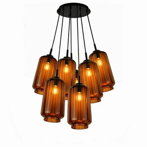 Függőlámpa s.luce Velo Cluster, 7 fényforrásos, barna üveg, E27, Ø54 cm 1 Függőlámpa s.luce Velo Cluster, 7 fényforrásos, barna üveg, E27, Ø54 cm small 1