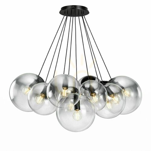 Jelölje be Függőlámpa s.luce Orb Cluster, 13 fényforrásos, füstszínű üveg, E27, 20 cm-es búrákkal