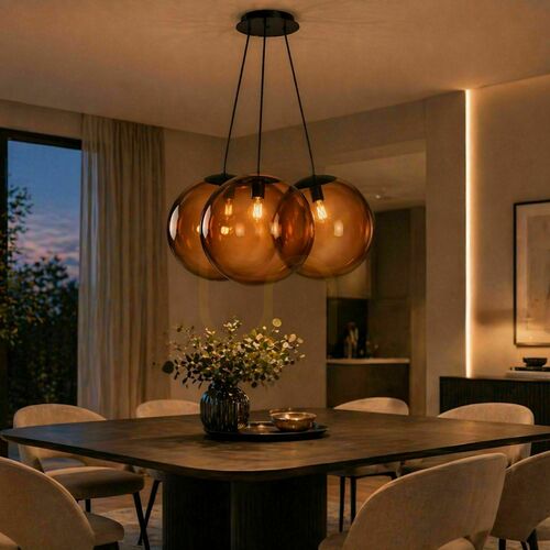 Jelölje be Függőlámpa s.luce Orb Cluster, barna üveg, 3 izzós, E27, 3 × 40 cm