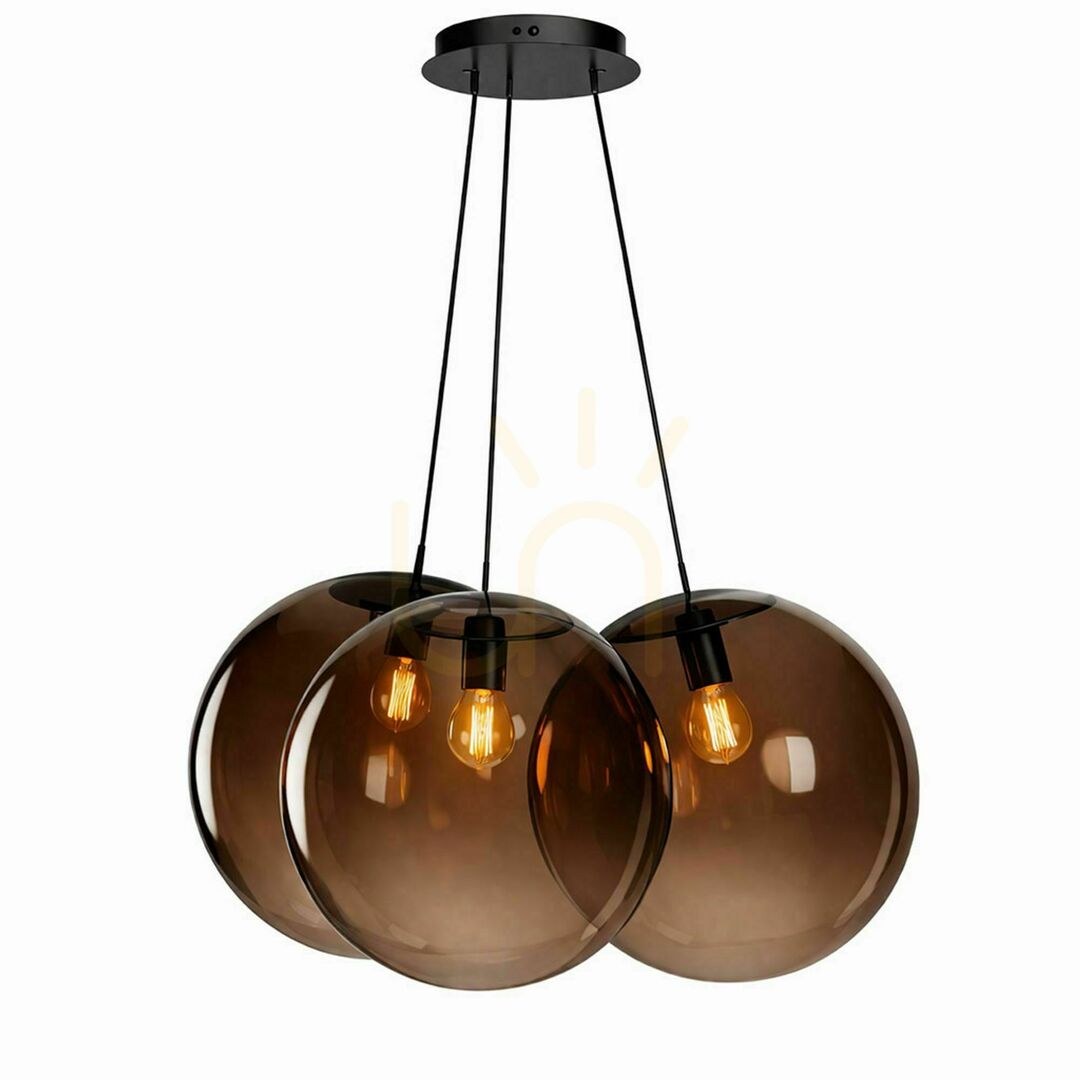 Előadás Üveg függőlámpa s.luce Orb Cluster, 3 fényforrásos, füstszínű, 3 × Ø 40 cm, E27 Üveg függőlámpa s.luce Orb Cluster, 3 fényforrásos, füstszínű, 3 × Ø 40 cm, E27