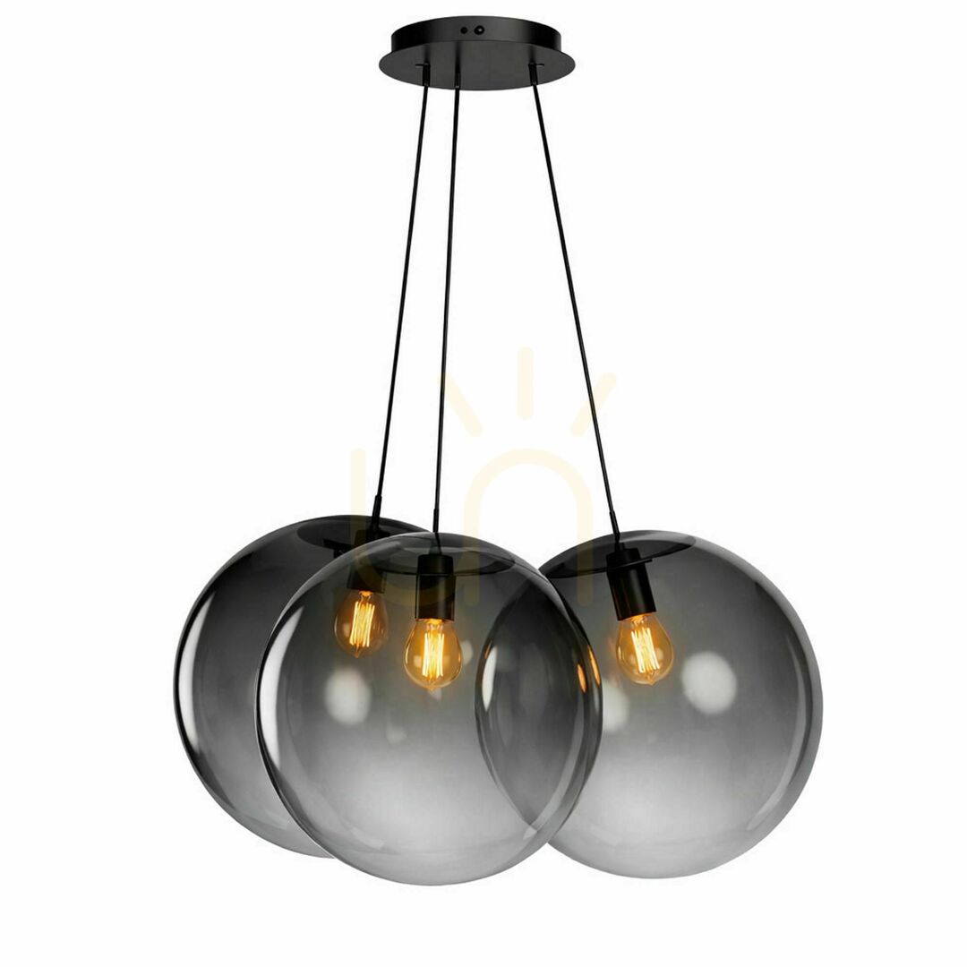 Kijelző Üveg függőlámpa s.luce Orb Cluster, 3 fényforrásos, füstszínű, 3 × Ø 40 cm, E27 Üveg függőlámpa s.luce Orb Cluster, 3 fényforrásos, füstszínű, 3 × Ø 40 cm, E27