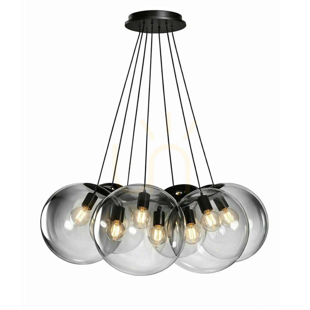 Kijelző Függőlámpa s.luce Orb Cluster, 7 lámpás, arany, üvegbúrákkal, 7×30 cm, E27 Függőlámpa s.luce Orb Cluster, 7 lámpás, arany, üvegbúrákkal, 7×30 cm, E27
