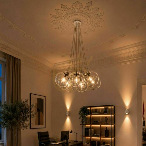 Jelölje be Függőlámpa s.luce Orb Cluster, 7 izzós, barna üveg, 7×Ø30 cm, E27