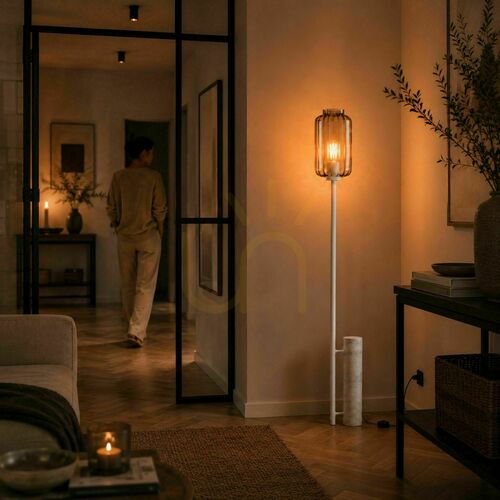 Jelölje be Állólámpa s.luce Velo, travertin kő, füstszínű üveg, 187 cm, E27
