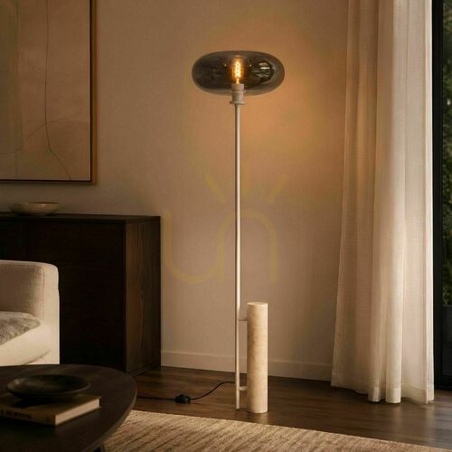 Jelölje be Állólámpa s.luce Cruet, füstszínű üveg, travertin talp, E27, 190 cm