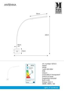Fali lámpa Markslöjd Antenna fehér 107313 small 2