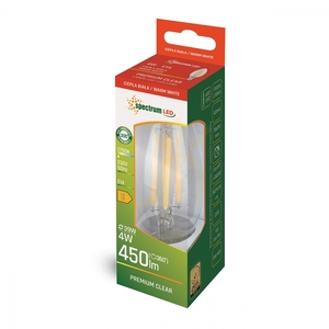 SpectrumLED WOJ+13874 átlátszó LED gyertyaizzó, E14 4 W 2700 K small 3