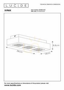 Lucide Xirax fekete LED mennyezeti lámpa 3x GU10 36 cm 09119/16/30 small 6