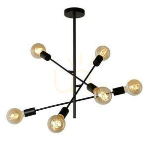 Plafon Lucide LESTER fekete 6xE27 59 cm LED vintage 21119/06/30 small 3