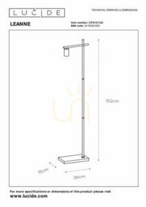 Lucide LEANNE fekete fém állólámpa 152 cm E27 21721/01/30 small 7