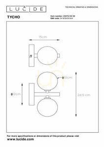 Lucide TYCHO fekete retro LED fali lámpa 2x G9 22 cm 45274/02/30 small 5
