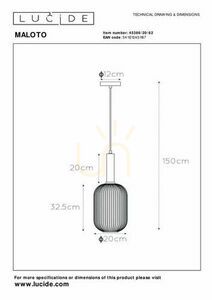 Lucide MALOTO függőlámpa borostyán üveg E27 Ø20 cm 45386/20/62 small 10