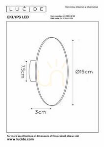 Fali lámpa Lucide EKLYPS LED fekete alumínium 15 cm 6W 3000K 46201/06/30 small 4