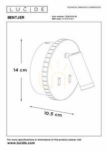 Lucide BENTJER fekete LED fali lámpa 9W 14 cm 3000K 79201/09/30 small 7