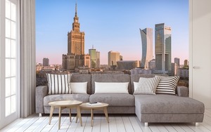 Falfestmény Warsaw Centrum at Dawn, Kultúrpalota, Złota 43, Intercontinental small 1