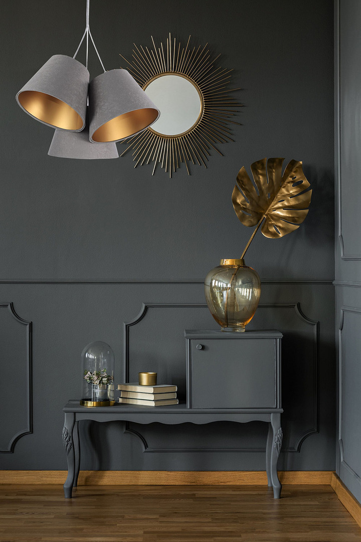 Trippel BUCKET E27 40W lampa grå/guld justerbar höjd