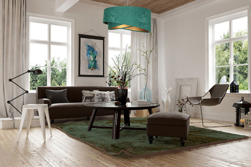 Jelölje be Modern Elegance 60W E27 függő lámpa aszimmetrikus, velúr, smaragd / arany