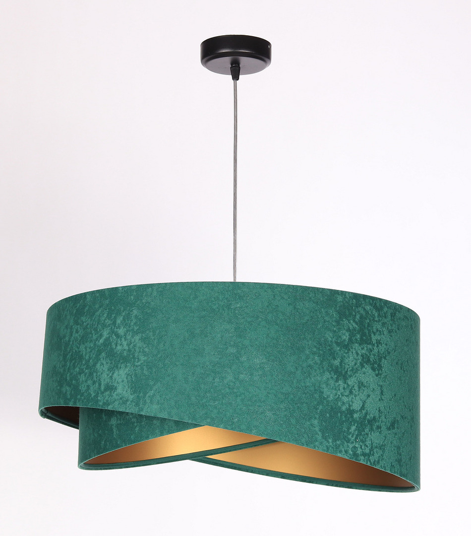 Előnézet Modern Elegance 60W E27 függő lámpa aszimmetrikus, velúr, smaragd / arany Modern Elegance 60W E27 függő lámpa aszimmetrikus, velúr, smaragd / arany
