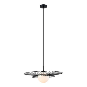 Függőlámpa Italux fekete-fehér acél üveg E27 MDM-4001/1 BK small 1